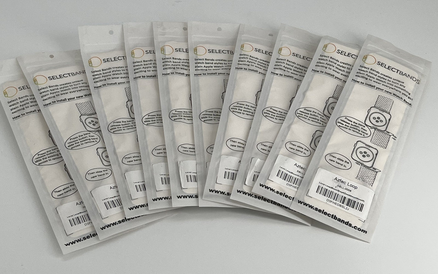 10-Pack L  Black/Grey  Solid Loop  Watch Bands 0.8 x 6.5Inch , Fits 38mm/40mm/41