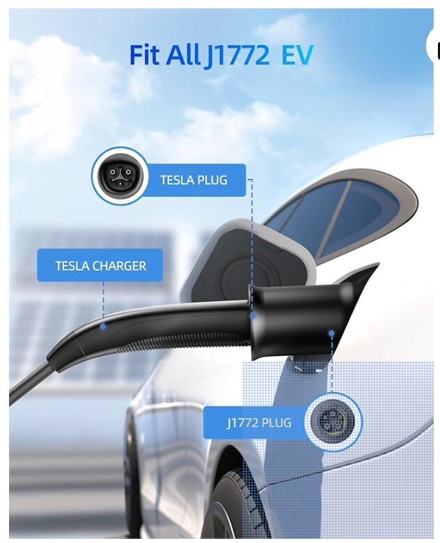 A6 Tesla to J1772 Adapter, 80A 250V Max-Compact and Lightweight J1772 EVs Adapte
