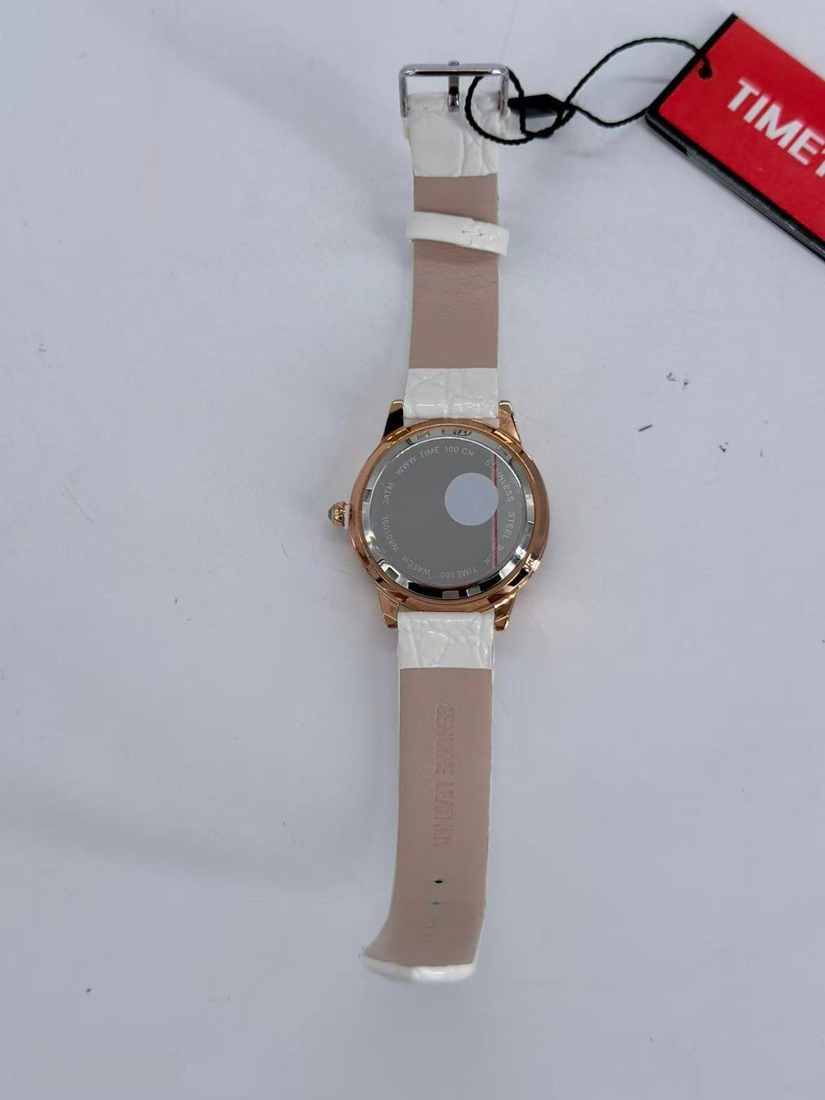 winkle Flower Diamonds-Set Cowhide White Leather Strap Ladies Watch