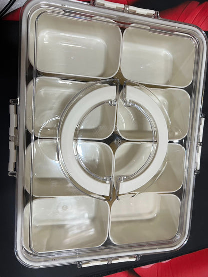 8 Compartment Snackle Box Container, Divided Serving Tray with Lid and Handle