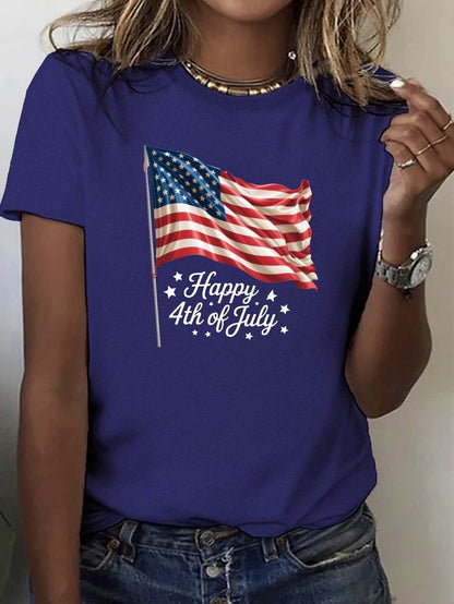 4th Of July Waving American Flag Festive Scene For Adult Size S-XL T-Shirt