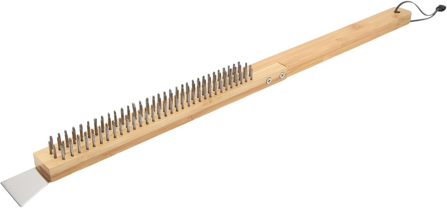 Pizza Oven Brush with Scraper, Pizza Stone Cleaning Brush, Brass Bristles Pizza