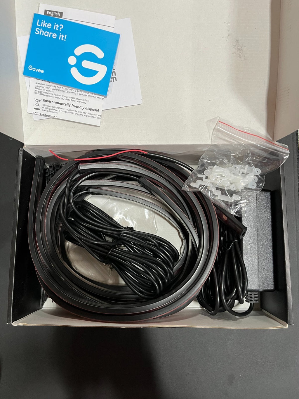 H6185-Car Interior LED Strip Lights – 4PCS (2×47.2in + 2×35.4in), 12V,