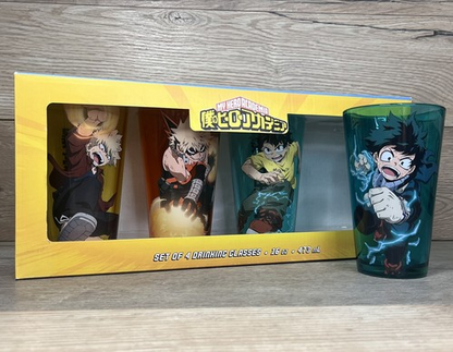 MY HERO ACADEMIA Set of 4 Drinking Glasses 16oz in Display Box Just Funky Cups