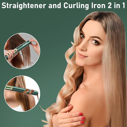 OHJUMP T6 Curling Iron and Hair Straightener Ionic Ceramic Flat Iron