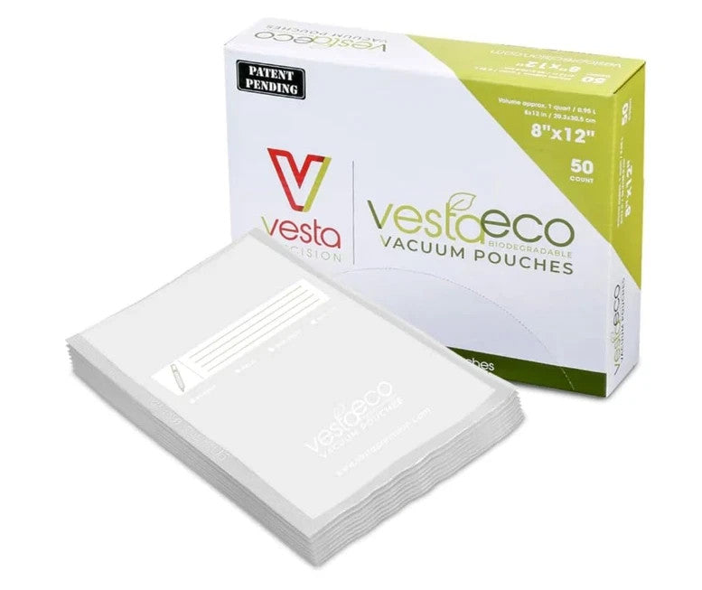 50 Pack Biodegradable Compostable Vacuum Seal Bags 8”x12” for Food Storage