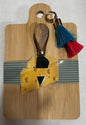 Bamboo Cutting Board Gift Set with Cheese Baking Knife and Tassel Keyring, Half