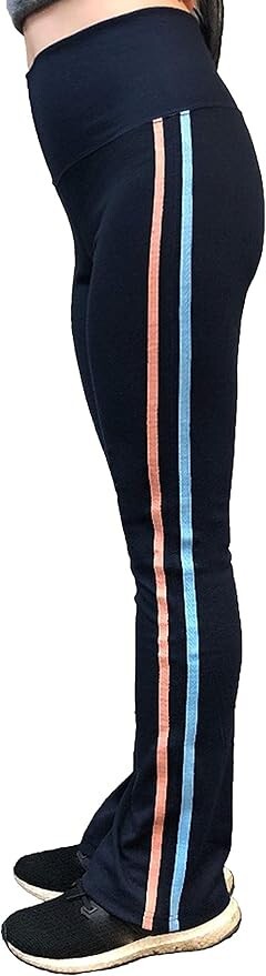 Sweet Vibes Women's Stretch Rib Flare Bottom Yoga Pants High Waist Double Seam M