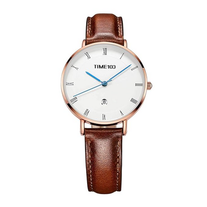 Women's Watch Quartz Watch for Women Leather Strap Calendar Display