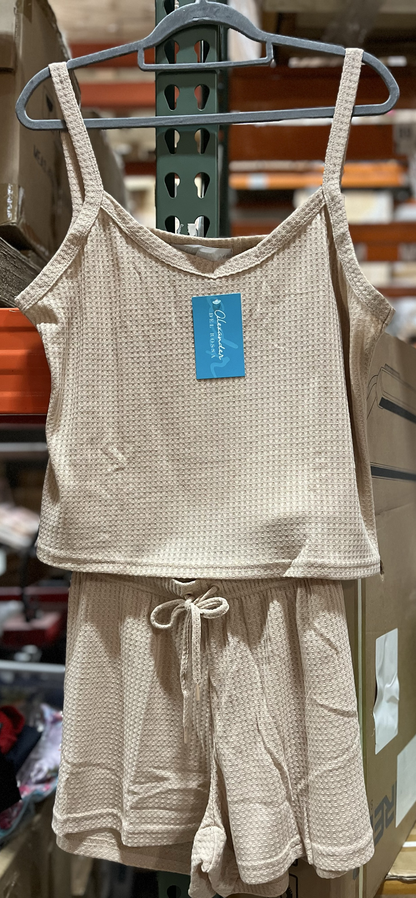 Women’s Lounge Pajama Set, Ivory, XL