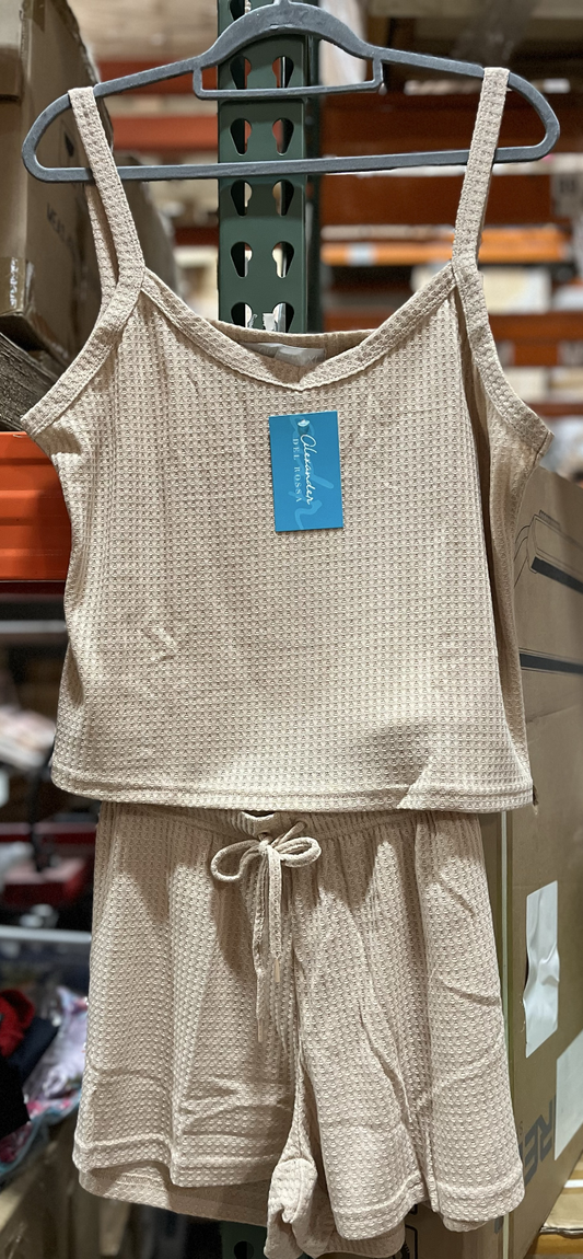 Women’s Lounge Pajama Set, Ivory, XL