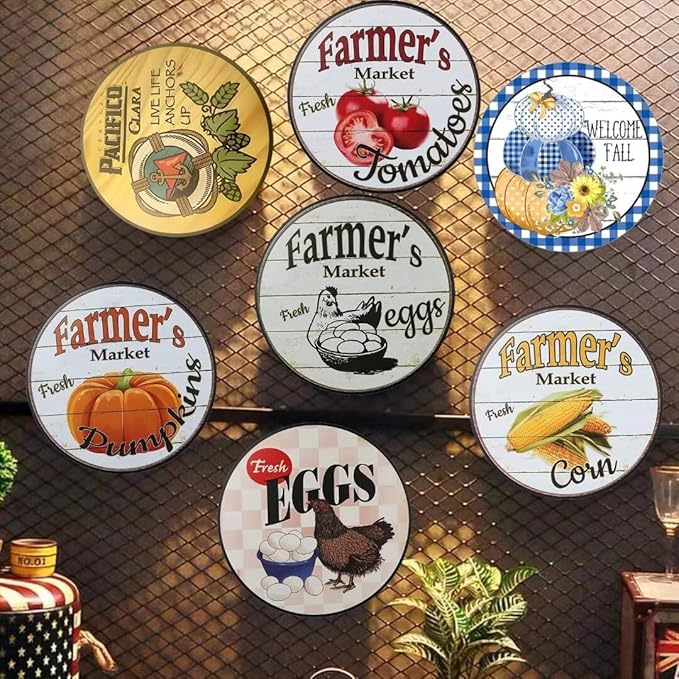 Custom Vintage Metal Tin Sign Collection _Round Coiled Metal Sign
