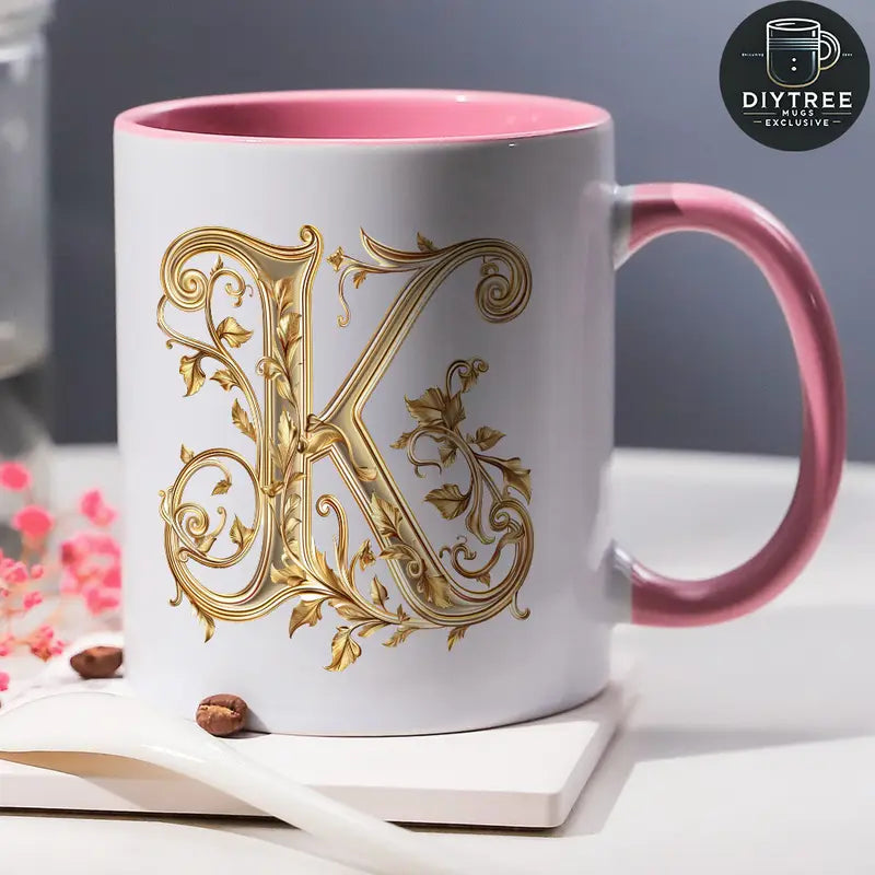 Custom Monogram Ceramic Mug – 11oz Personalized Initial Coffee Cup
