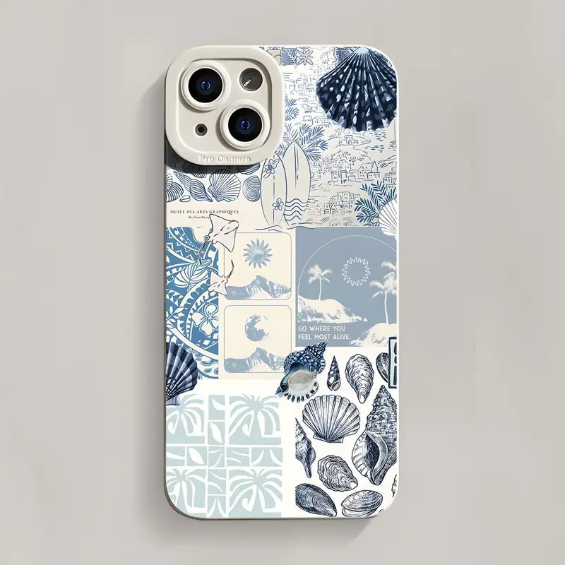 Custom Seaweed Shore Pattern iPhone Case – Shockproof, Artistic Design